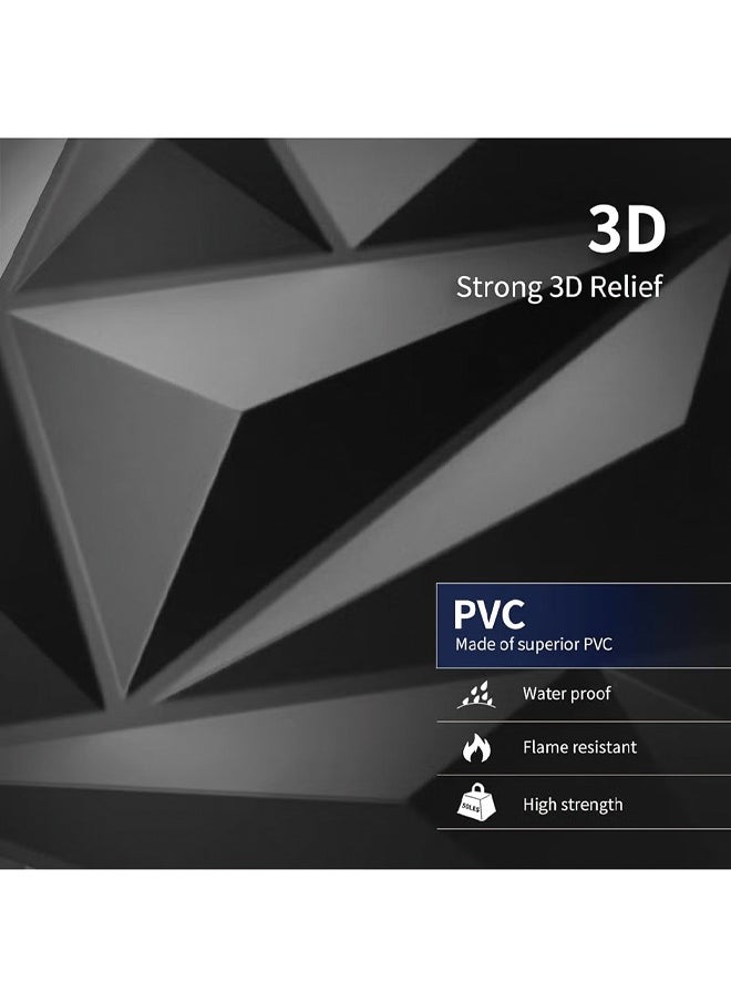 أوكاسا 12 قطعة 3D لوحة الحائط 3D محكم PVC خلفية الماس تصميم غطاء الحائط الزخرفية لغرفة المعيشة ، اللوبي ، غرفة النوم ، المكتب. 30x30 سم - أسود  - Image 2