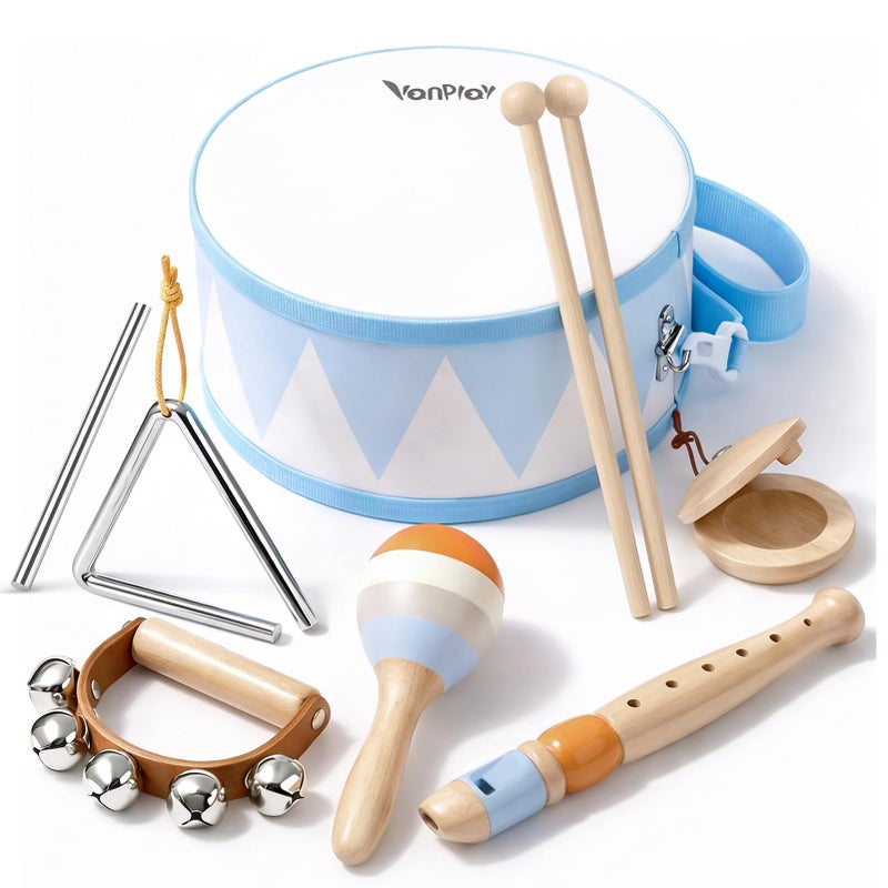 Vanplay Drum Set for Boys Toys for 2 3 Year Old Boy Birthday Gifts Wooden Montessori Musical Instruments for Toddlers 24 Preschool Musical Toys with Snare Drum for Kids Age 35 - Image 3