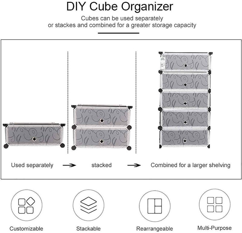 AYSIS DIY Shoe Rack Organizer/Multi-Purpose Plastic 5 Shelves Portable and Folding Shoe Rack (Black) - Image 5