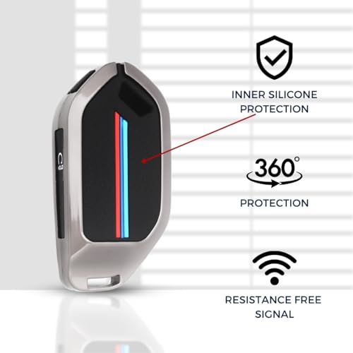 Keycept غطاء مفتاح معدني متوافق مع كيا سيروس، EV6، EV9 سيلتوس 2026 مفتاح ذكي 4 أزرار مع سلسلة مفاتيح (سلسلة مفاتيح قصيرة). - Image 3