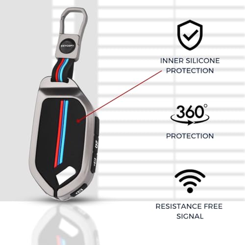 Keycept غطاء مفتاح معدني متوافق مع كيا سيروس، EV6، EV9 سيلتوس 2026 مفتاح ذكي 4 أزرار مع سلسلة مفاتيح (سلسلة مفاتيح قصيرة). - Image 5