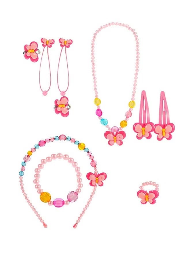 Kids Jewelry Little Girls Plush Handbag Necklace Bracelet Ring Hair Clips Set Game of Children, Baby Girls Games Jewelry Party Favors Gift for Dress up Pretend Play - Image 2