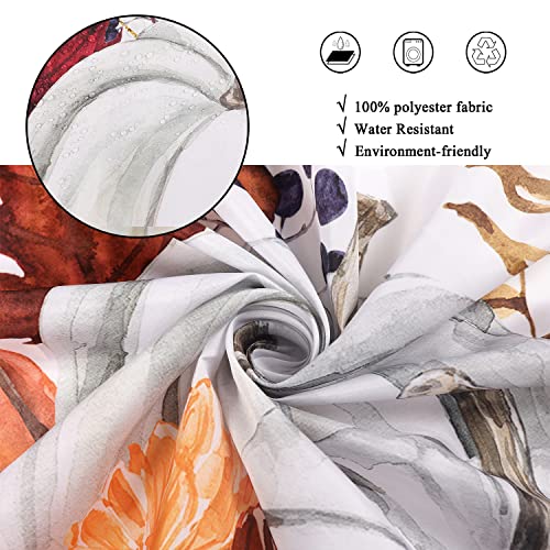 GCIREC Autumn Pumpkin Shower Curtain, Fall Thanksgiving Harvest Watercolor Floral Pumpkin Boho Bathroom Curtain Home Bathtub Decor Waterproof Fabric Machine Washable with 12 Hooks,72"X72" - Image 4