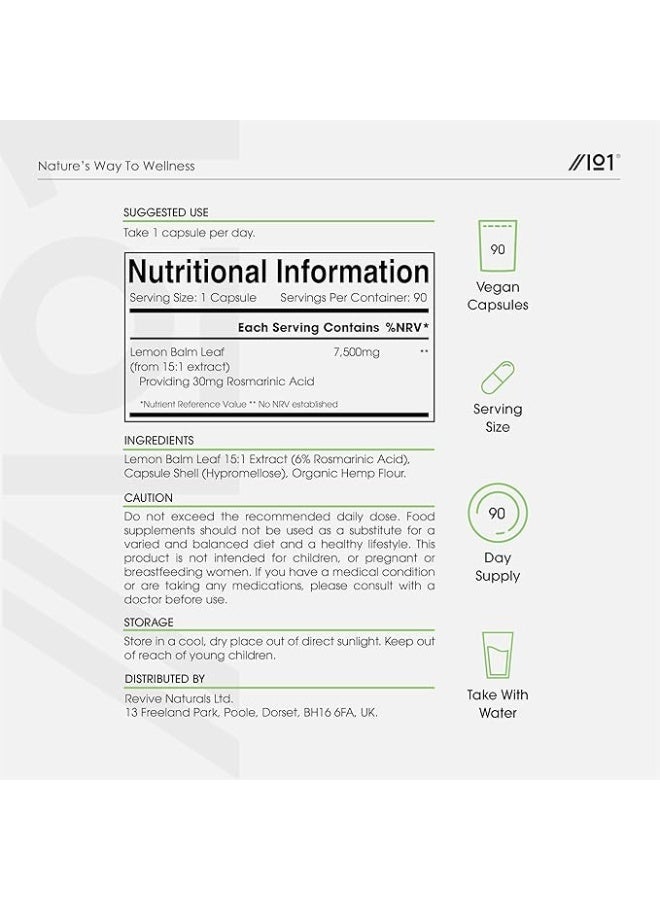 ALPHA01 Lemon Balm Extract – 7500 mg | 90 Capsules (3 Months Supply) Promotes Calm & Relaxation | Reduces Stress & Anxiety - Image 4