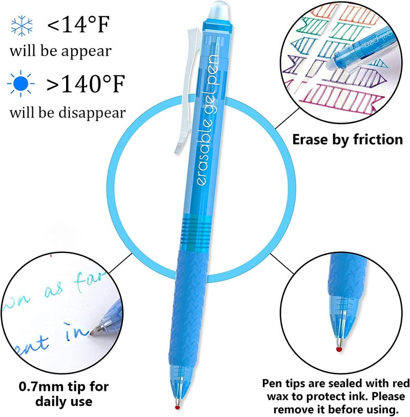 Vanstek 26 Colors Erasable Gel Pens, Retractable Erasable Pens Clicker, Fine Point(0.7), Make Mistakes Disappear, Premium Comfort Grip for Drawing Writing Planner and School Supplies - Image 3