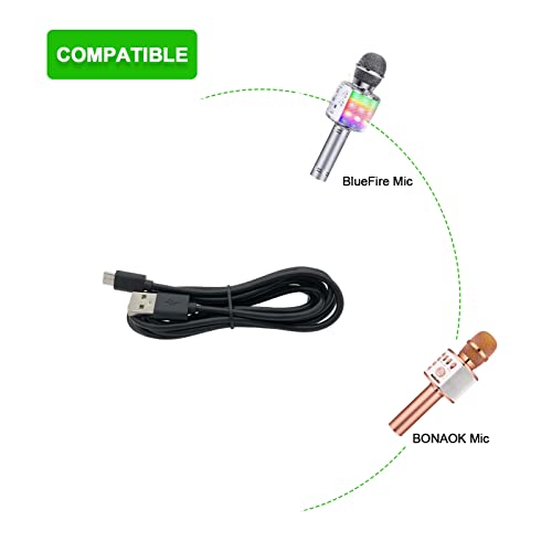 PDEEY Charger Fit for BONAOK Karaoke Microphone, Bluefire Wireless 4 in 1 Bluetooth Mic - USB Charging Cable 6 ft - Image 4