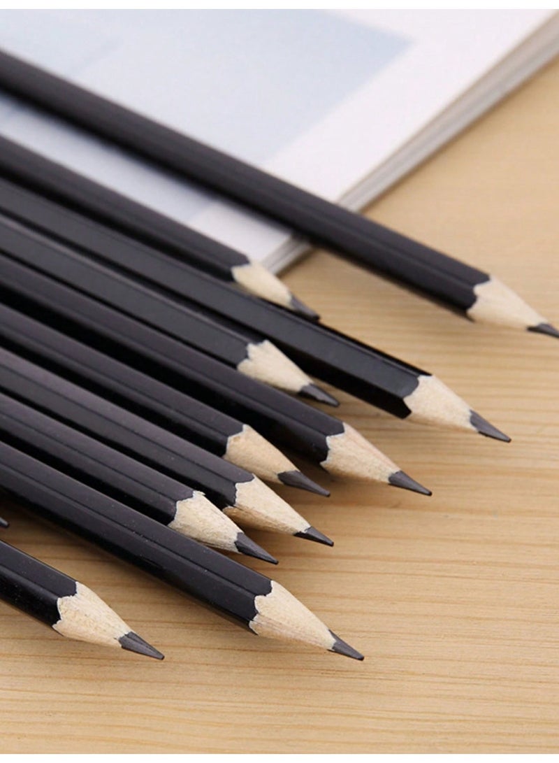 Kaco 12 PCS Hexagon 2B Pencils with Sharpener, Black Wooden Pencils, Durable Lead for Student Writing Drawing and Sketch Supplies - Image 1