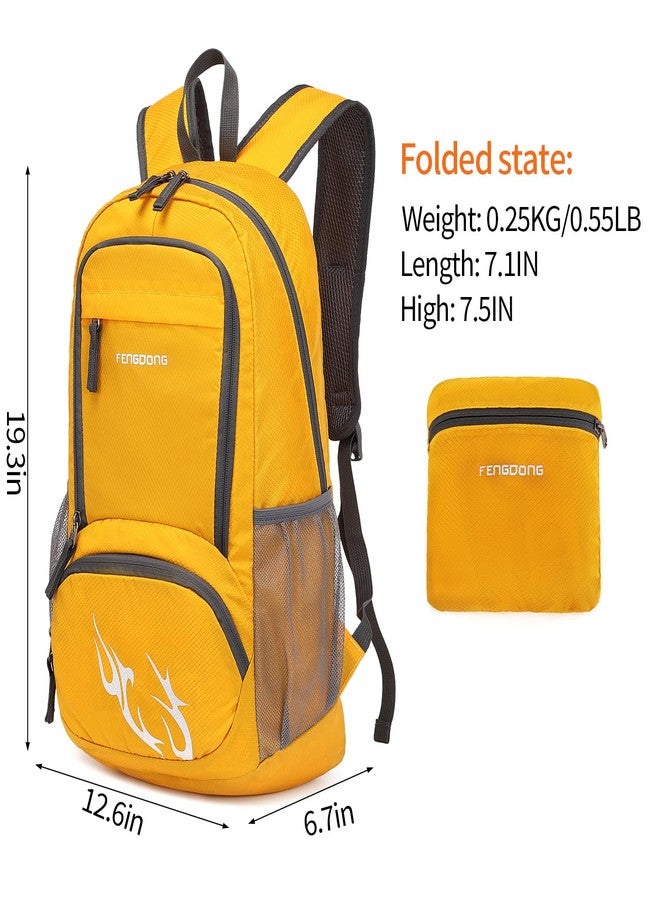 FENGDONG 35L Lightweight Foldable Waterproof Packable Travel Hiking Backpack Daypack for men women Yellow, A10-yellow, 35L, Outdoor - Image 2