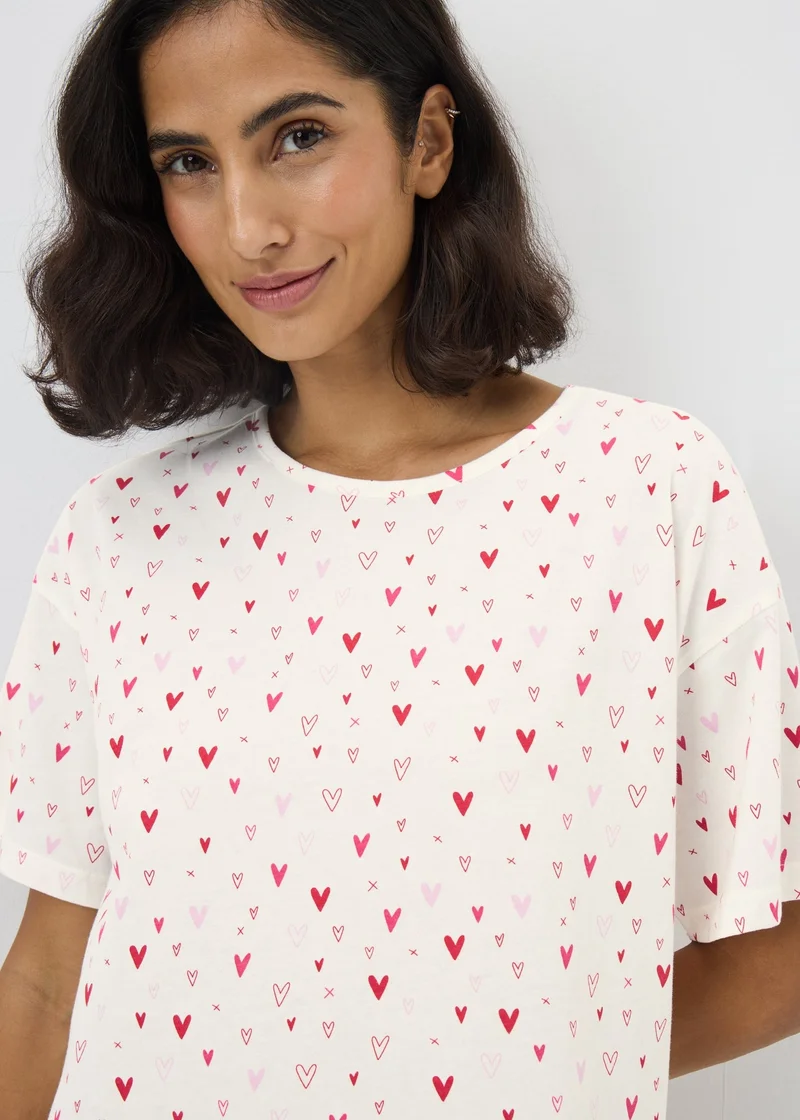 Matalan Cream Ditsy Heart Nightie