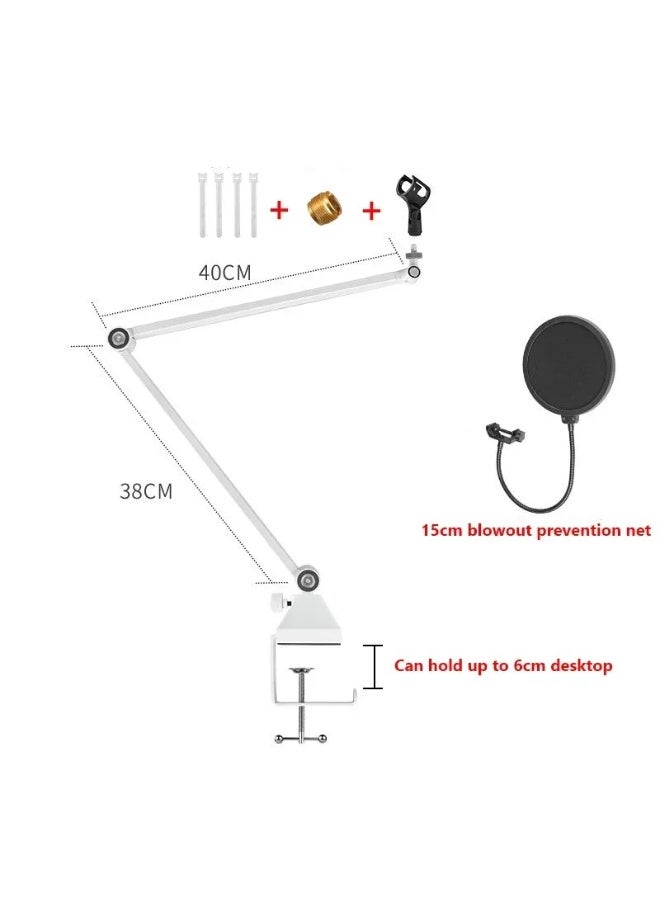 ZFSZ Professional Microphone Suspension Boom Arm Stand with 15cm Pop Filter, Heavy-Duty Scissor Stand, and Desk Clamp - Image 1