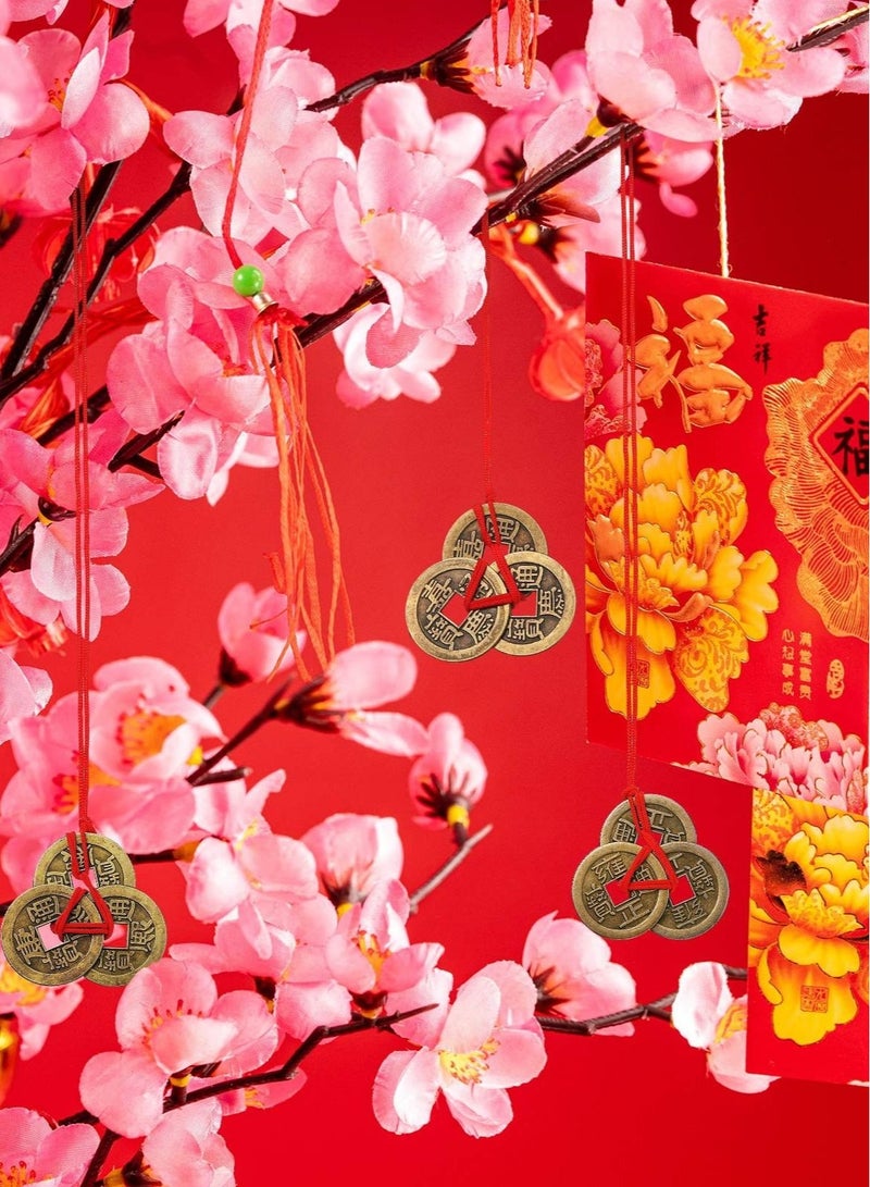 عملات فورتشن الصينية عملات فنغ شوي عملات محظوظة I Ching عملات معدنية تقليدية سلسلة حمراء عملات ثروة عملات صينية قديمة ثروة رأس السنة الصينية ، حظ سعيد ونجاح (مجموعة من 25 ، 1 بوصة) - Image 4