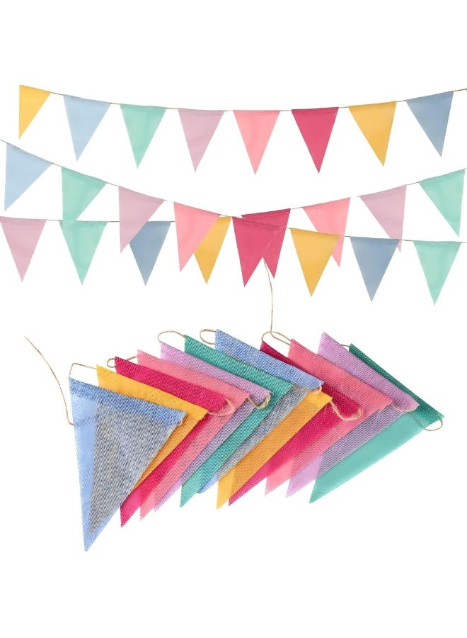 Pastel Triangle Pennant Banner – 4 Rolls, 48 Pcs Colorful Burlap Bunting Flags Garland for Birthday Party, Classroom, Carnival Decorations – 13ft per String, 6 Colors - Image 1