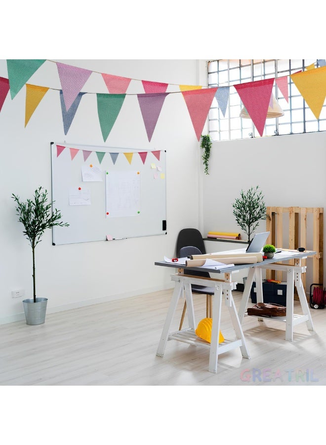 Pastel Triangle Pennant Banner – 4 Rolls, 48 Pcs Colorful Burlap Bunting Flags Garland for Birthday Party, Classroom, Carnival Decorations – 13ft per String, 6 Colors - Image 2
