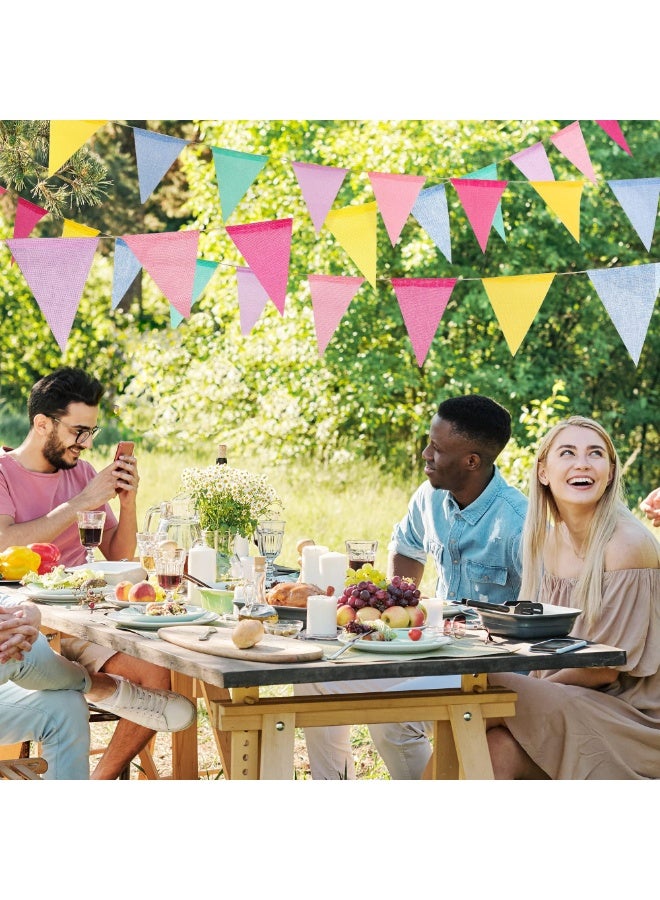 Pastel Triangle Pennant Banner – 4 Rolls, 48 Pcs Colorful Burlap Bunting Flags Garland for Birthday Party, Classroom, Carnival Decorations – 13ft per String, 6 Colors - Image 5