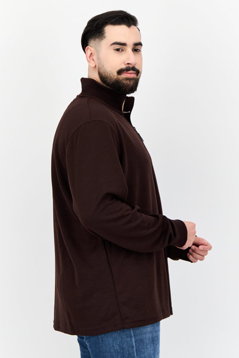 Chaps Men Mock Neck Long Sleeve Embroidered Logo Sweatshirt, Coffee Brown - Image 2