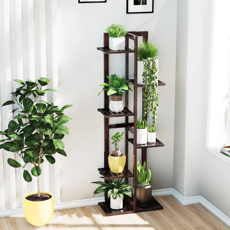 DolceLuna Plant Stand Indoor 6 Tier, Bamboo Plant Shelf Corner Display Rack, 46 Inch Tall Multiple Planter Pot Holder, Space-Saving Flower Stand for Living Room Balcony Garden Patio - Image 1