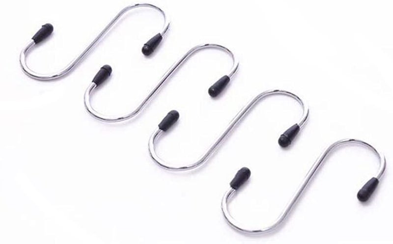 SIYANSHU Stainless Steel 3 Inch S Shaped Hooks Metal S-Hook Hangers Hanging Hooks for Bathroom, Bedroom, Office and Kitchen (Pack of-4, Silver) - Image 1