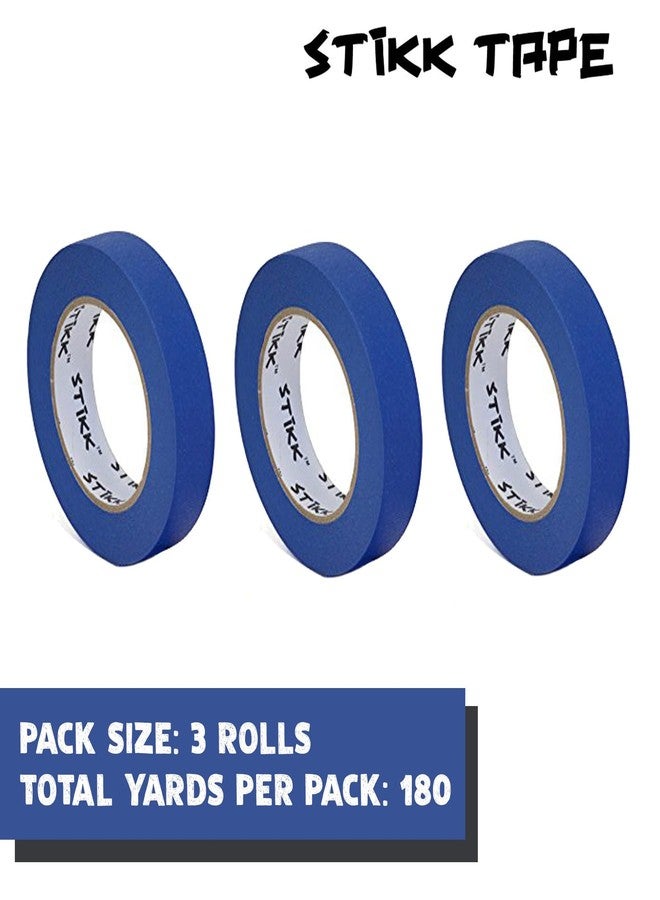 STIKK Painters Tape - 3pk Blue Painter Tape - 1 inch x 60 Yards - Paint Tape for Painting, Edges, Trim, Ceilings - Masking Tape for DIY Paint Projects - Residue-Free Painting Tape - Image 4