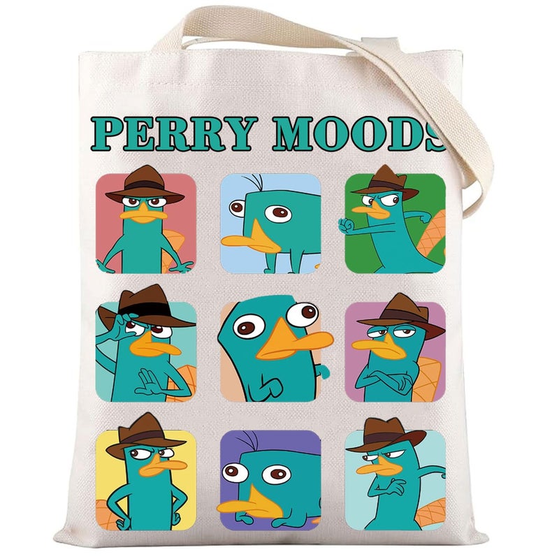 LEVLO Perry The Platypus Tote Bag OWCA Agent P Fans Gift Perry Moods Shoulder Bag Cartoon Platypus Merchandise PERRY MOODS
