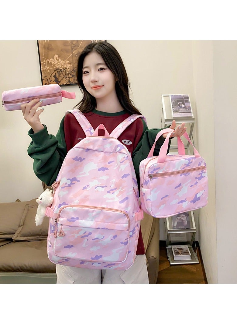 VUCATIN 3PCS Teen Girls School Backpack Kids Bookbag Set with Lunch Box Pencil Case Travel Laptop Backpack Casual Daypacks (Pink) - Image 4