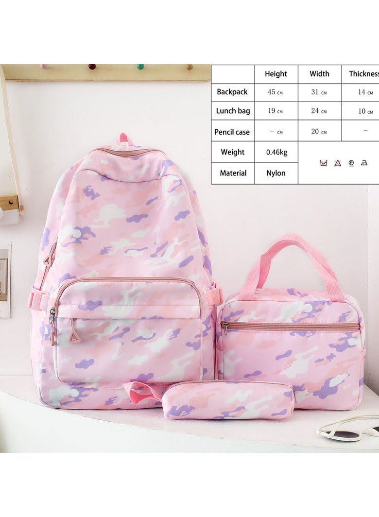 VUCATIN 3PCS Teen Girls School Backpack Kids Bookbag Set with Lunch Box Pencil Case Travel Laptop Backpack Casual Daypacks (Pink) - Image 5
