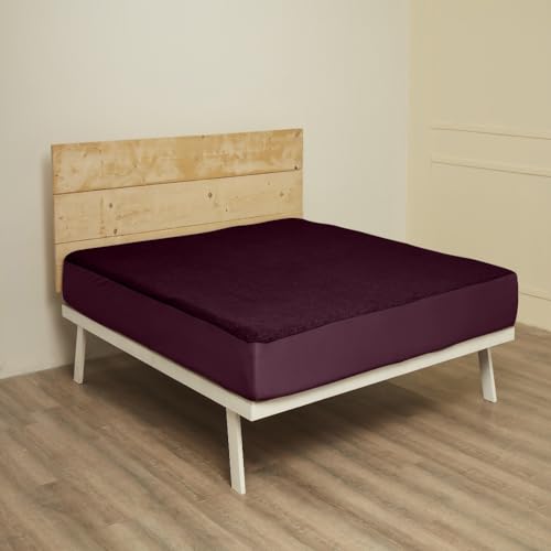 Wakefit Cotton Feel Ultra Soft Waterproof Mattress Protector|Breathable - Hypoallergenic Mattresses Cover 72" x 48" - Diwan, Beetroot, Purple - Image 4