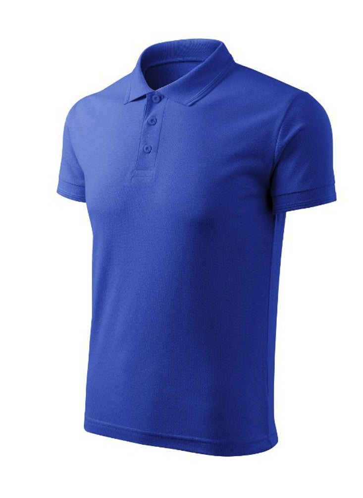 PRINTSHOP4ME - Basic Adult Unisex Polo Short Sleeve Tshirt 220 GSM Blue - Image 1