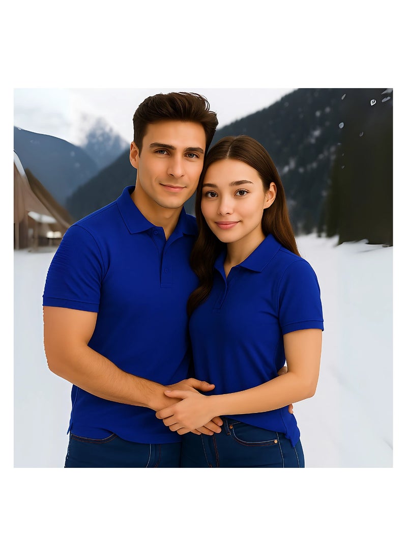 PRINTSHOP4ME Basic Adult Unisex Polo Short Sleeve Tshirt 220 GSM Blue - Image 3