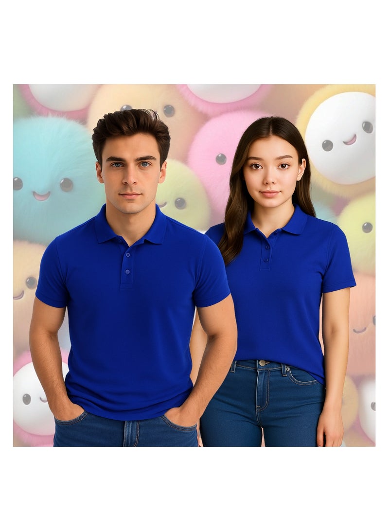 PRINTSHOP4ME Basic Adult Unisex Polo Short Sleeve Tshirt 220 GSM Blue - Image 5