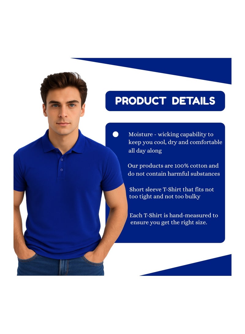 PRINTSHOP4ME Basic Adult Unisex Polo Short Sleeve Tshirt 220 GSM Blue - Image 4