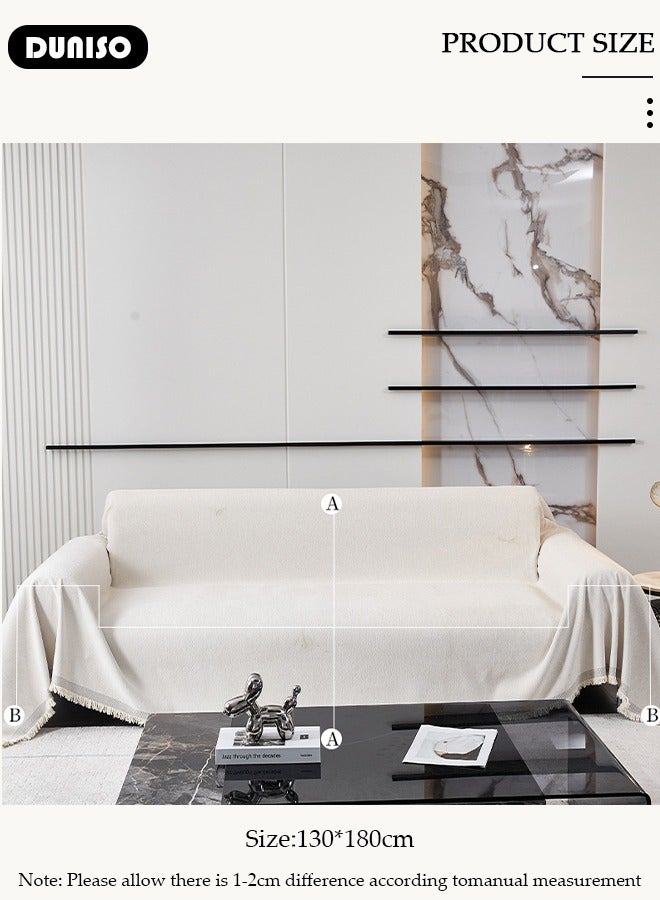 DUNISO غطاء أريكة شنيلا مزدوج الجوانب، غطاء أريكة أنيق، تصميم طباعة خطية، منشفة أريكة شنيلا مزدوجة الجوانب، غطاء أريكة شنيلا لأربعة مواسم متاح على الجانبين (130*180 سم) - Image 4