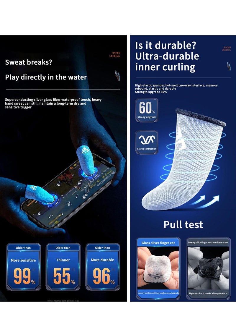Beauenty 4pcs Gaming Finger gloves,Paired With A Metal Storage Box,100% Visible Silver Fibers,Just Right Pressure/Breathable/Sweatproof（silvery）  - Image 3
