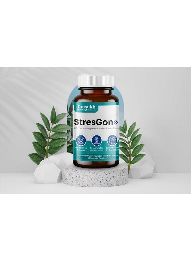 Tansukh StresGon 60 Capsules 500mg | Reduces Anxiety | Helps in Stress Management | 100% Ayurvedic Herbal Supplement | Vegeterian Capsules - Image 4