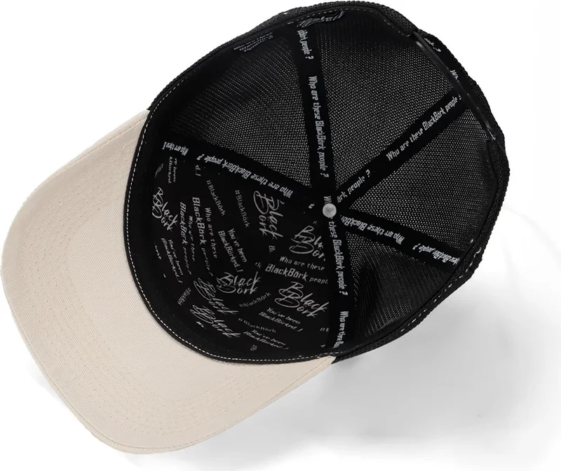 بلاك بورك Blackbörk V1 Trucker Lion - Unisex Beige-Black Hat (Cap) with 4 Code Logo