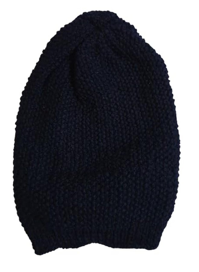Belleza Crafting with Creativity Dark Blue Colour Hand Knitted Winter Warm Cap/Skull Cap for Boys/Girls Age 3-6 Years (Pack of 1) - Image 1