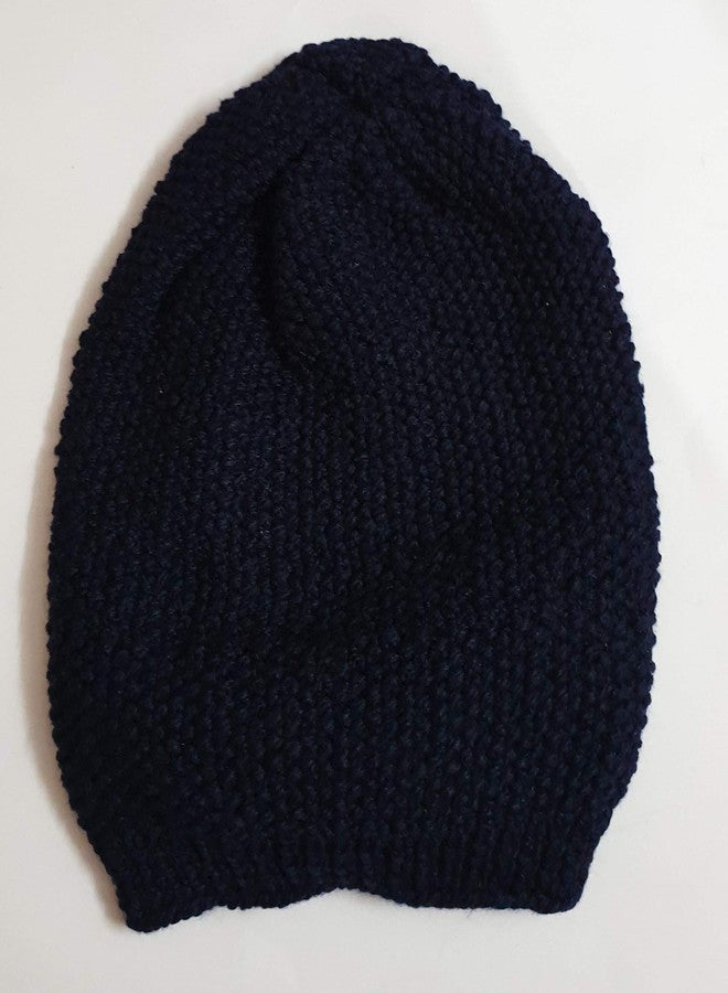 Belleza Crafting with Creativity Dark Blue Colour Hand Knitted Winter Warm Cap/Skull Cap for Boys/Girls Age 3-6 Years (Pack of 1) - Image 3