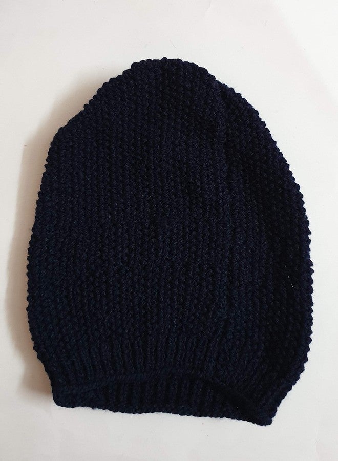 Belleza Crafting with Creativity Dark Blue Colour Hand Knitted Winter Warm Cap/Skull Cap for Boys/Girls Age 3-6 Years (Pack of 1) - Image 2