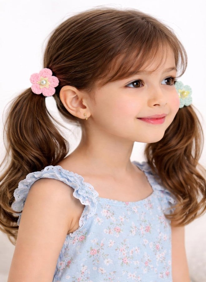 DORMITORRY Cute Handmade Crochet Flower Hair Tie for Girls and Kids, Soft Cotton Elastic Scrunchie, Stretchable Ponytail Holder, Floral Boho Hair Accessory Gift, Pack Of 2 Pcs [ Pich & Black Color ] - Image 5
