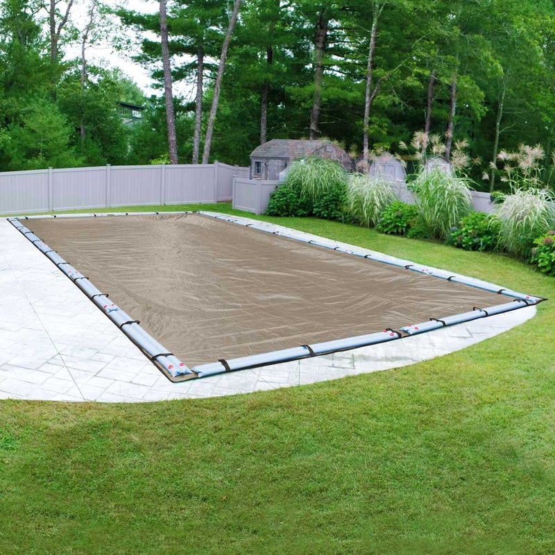Robelle 12 x 24 ft Industrial Taupe Winter Pool Cover for Inground Pools, 5 ft Overlap (17 x 29 ft Cover Size), Solid 14 x 12 Scrim, 4.5 oz/yd2, 20-Year Warranty, Style: 601224R - Image 1