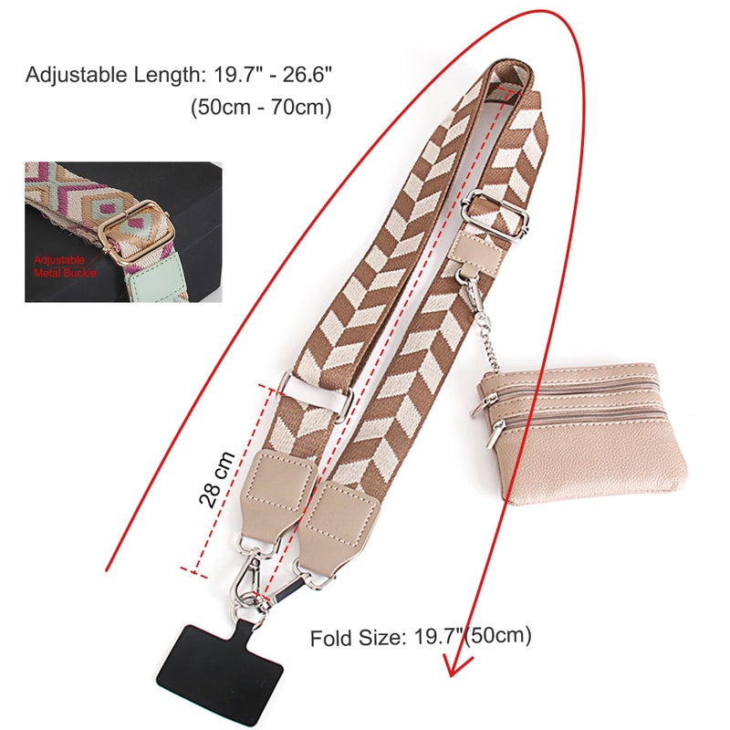 SCINYMC Clip and Go Strap for Phone with Wallet Crossbody, Adjustable Phone Lanyard with Wallet, Phone Strap with Zippered Pouch, Crossbody Phones Lanyards for All iPhone/iPhone 17 Pro Max, Khaki - Image 4