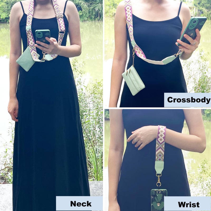 SCINYMC Clip and Go Strap for Phone with Wallet Crossbody, Adjustable Phone Lanyard with Wallet, Phone Strap with Zippered Pouch, Crossbody Phones Lanyards for All iPhone/iPhone 17 Pro Max, Khaki - Image 3
