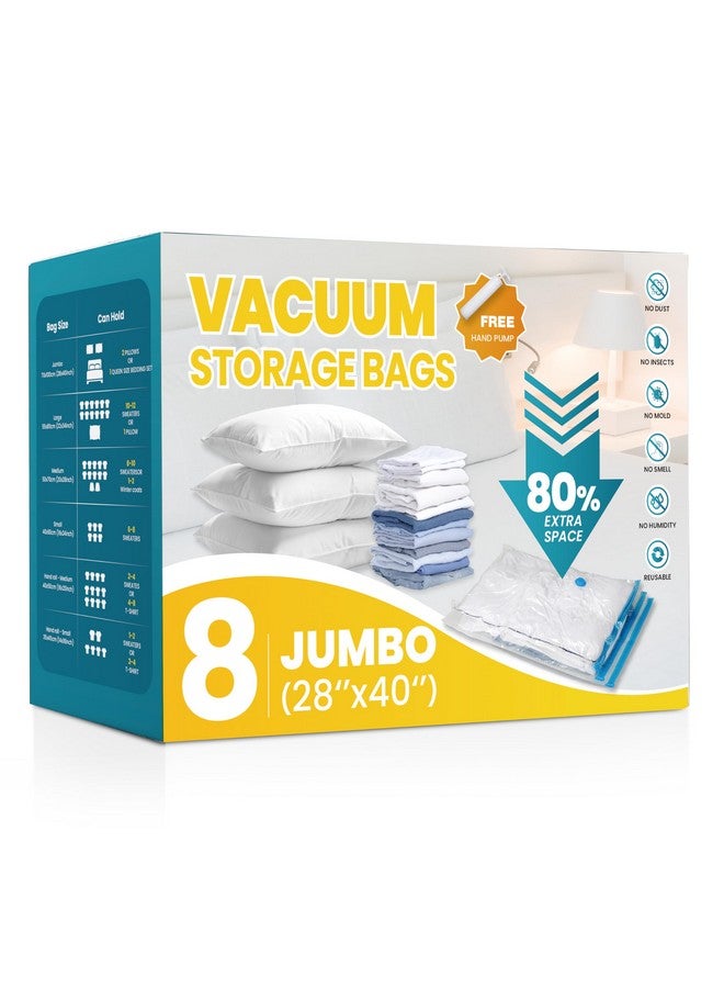 YSSOA YSSOA Vacuum Storage Bags, 8pack-Jumbo Space Saver Vacuum Storage Bags, Vacuum Seal Bags for Clothing, Clothes, Comforters and Blankets Transparent - Image 1