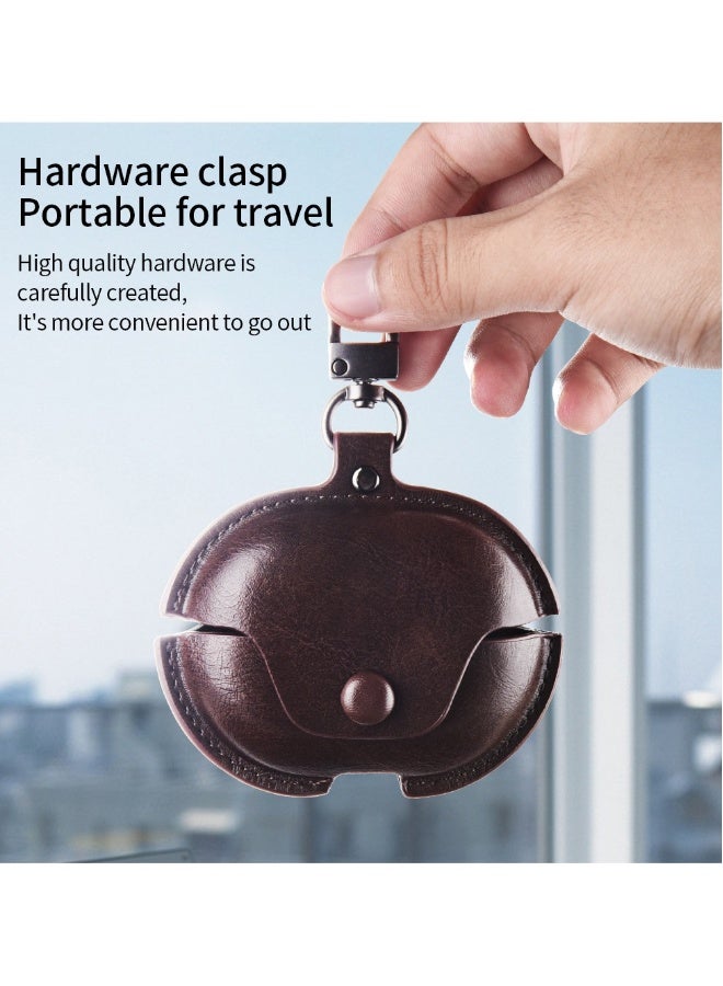 Case for Huawei Free Clip,PU Leather Earphone Case Headset Protector Cover with Keychain Black - Image 3