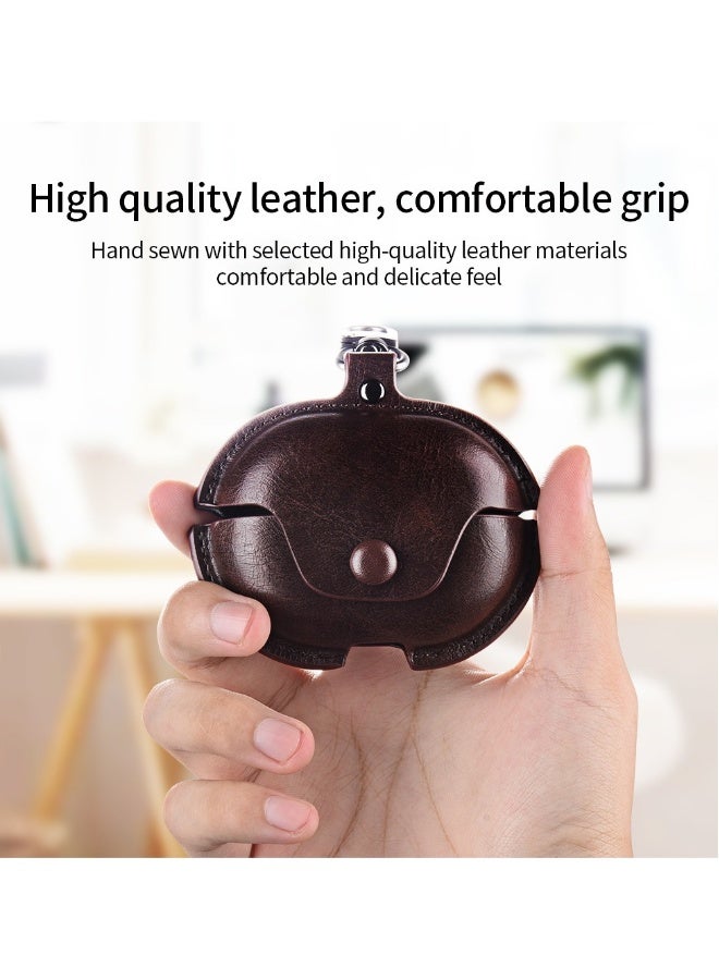 Case for Huawei Free Clip,PU Leather Earphone Case Headset Protector Cover with Keychain Black - Image 2