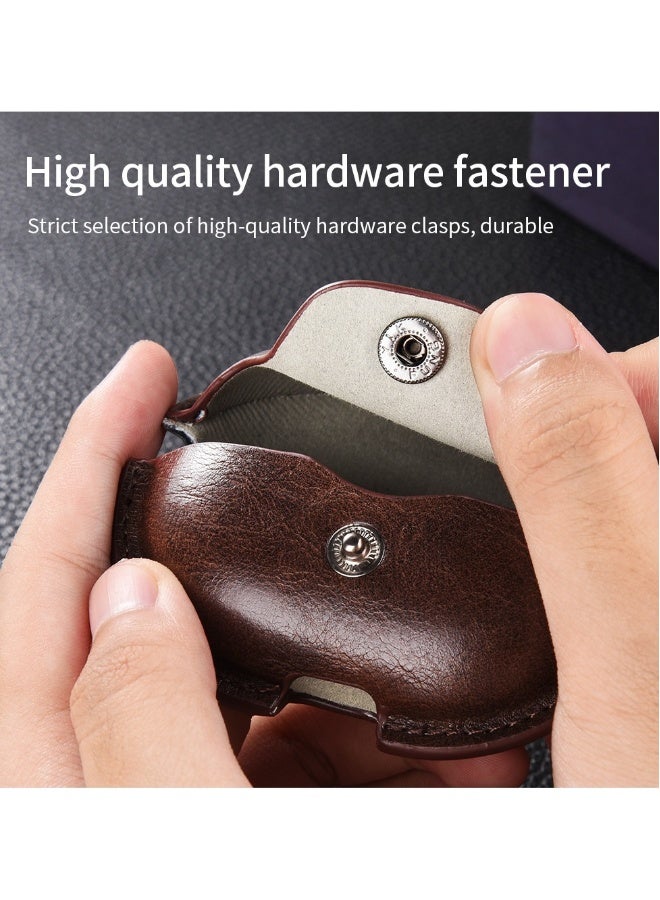 Case for Huawei Free Clip,PU Leather Earphone Case Headset Protector Cover with Keychain Black - Image 4