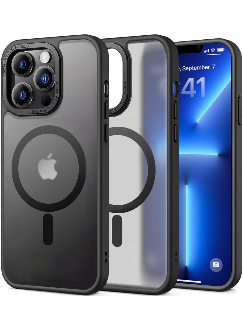 Eligo - حافظة مغناطيسية لهاتف iPhone 13 Pro، متوافقة مع غطاء حماية مقاوم للصدمات MagSafe، حافظة هاتف شفافة غير لامعة مع مغناطيس قوي، حافظة رفيعة لهاتف Apple 13 Pro 6.1 بوصة (2021) (أسود) - Image 1