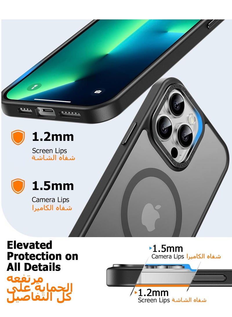 Eligo - حافظة مغناطيسية لهاتف iPhone 13 Pro، متوافقة مع غطاء حماية مقاوم للصدمات MagSafe، حافظة هاتف شفافة غير لامعة مع مغناطيس قوي، حافظة رفيعة لهاتف Apple 13 Pro 6.1 بوصة (2021) (أسود) - Image 1