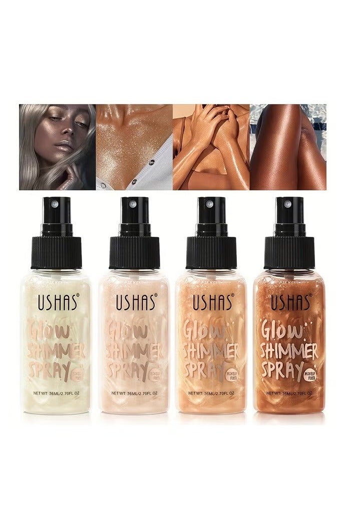 Ushas Glow Shimmer Spray - Shimmer Body Oil Liquid Easy to Push Away Natural Moisture Glitter Face Brightening Glow Pearl Highlighter Illuminator Shine Contouring Makeup for Face and Body #04 - Image 5