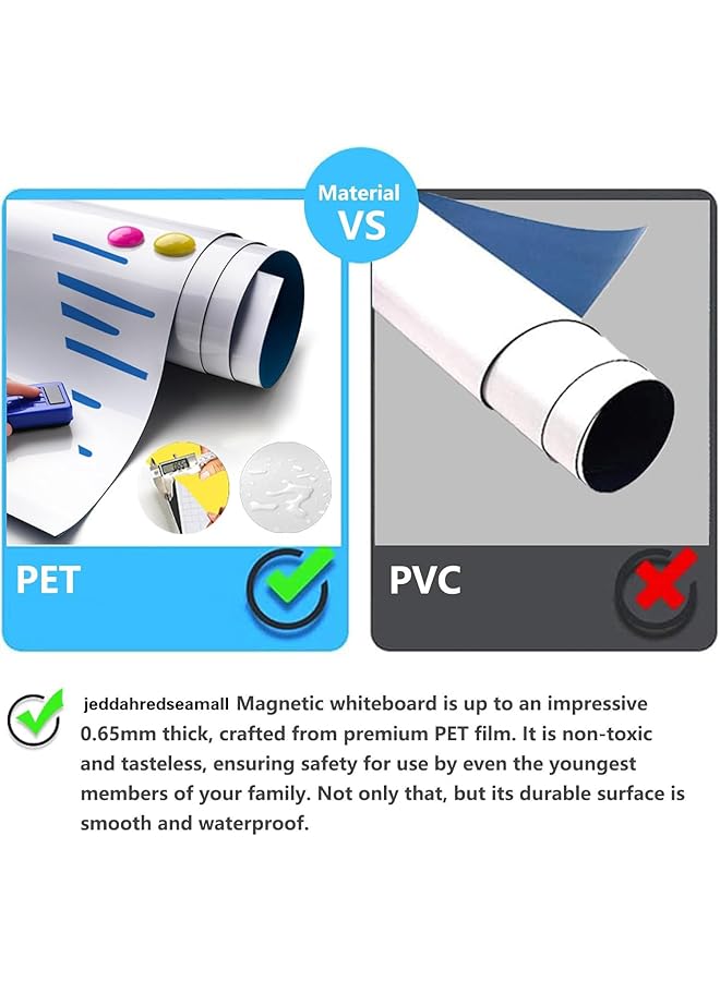 إيروريكس سبورة بيضاء مغناطيسية ذاتية اللصق، فيلم سبورة بيضاء لاصق على الحائط للمدرسة والمكتب المنزلي، تتضمن أقلام مسح جافة وممحاة مغناطيسية، 90 × 60 سم، سبورة بيضاء مغناطيسية قابلة للمسح الجاف، 90 × 60 سم - Image 3