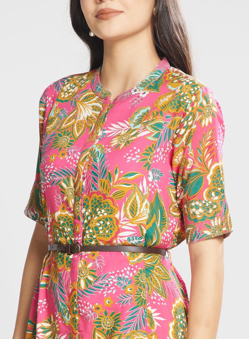 Biba Belt Detail Printed Dress